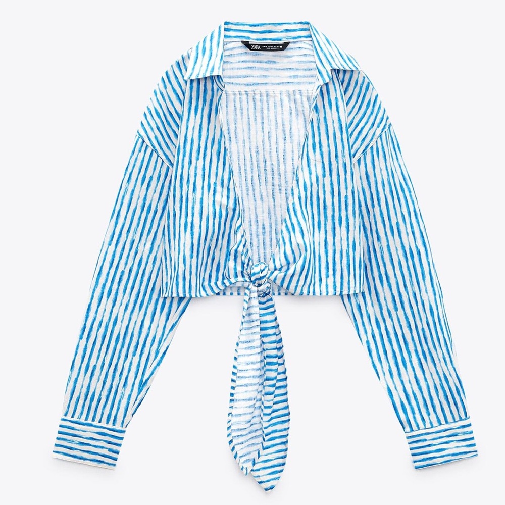ZARA STRIPPED LINEN SHIRT 👔